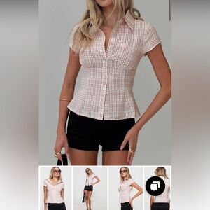 PRINCESS POLLY Alma Matter Plaid Button-Up